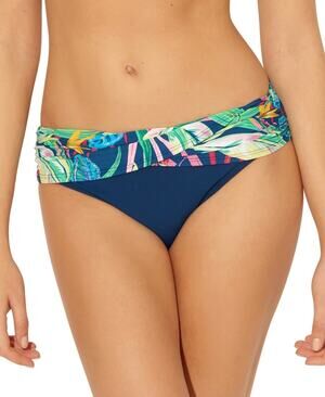 Bleu by Rod Beattie Sarong Hipster Bikini Bottoms Size 10 Blue Jungle Floral New